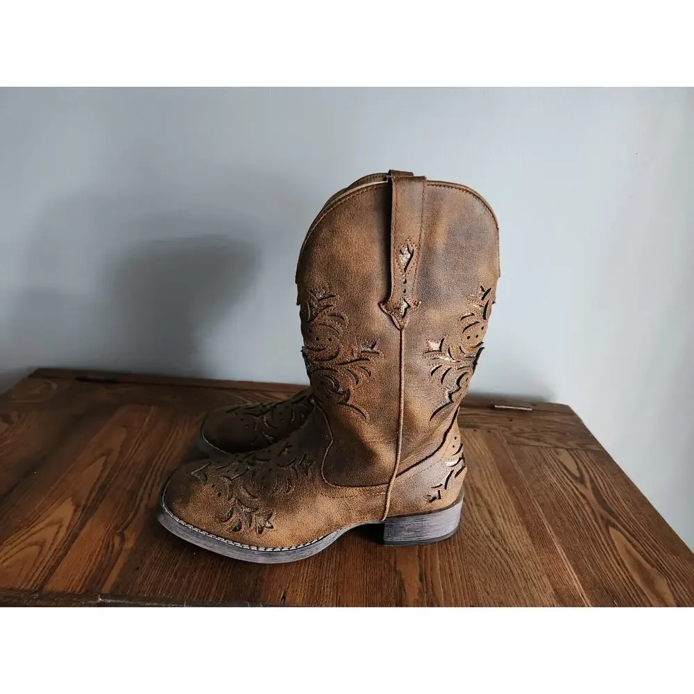 Roper Women's Kennedy Western Fashion Boots Brown Sz 6